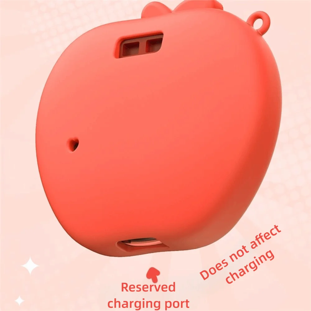 Silicone Protective Knob Cover with Panel Paper Pendant Protective Shell Red Pink Strawberry for Tamagotchi for Paradise Uni