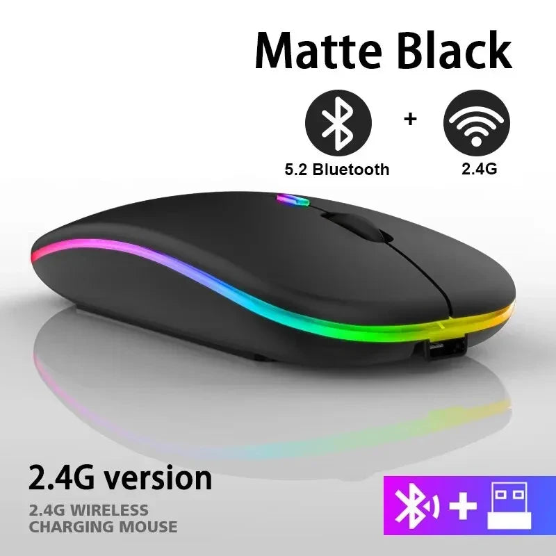 Wireless Mouse RGB Rechargeable Bluetooth Mice Wireless Computer LED Backlit Ergonomic Gaming Mouse for Laptop PC 3600DPI