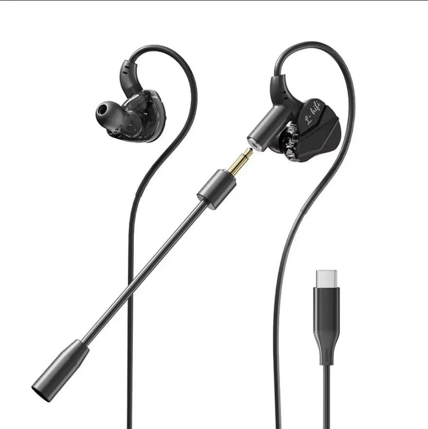 Gamer Gaming Headphones with HD Microphone 3.5mm&TypeC In-ear Headphones Wired Earphone HiFi Stereo Headset for IPhone Samsung