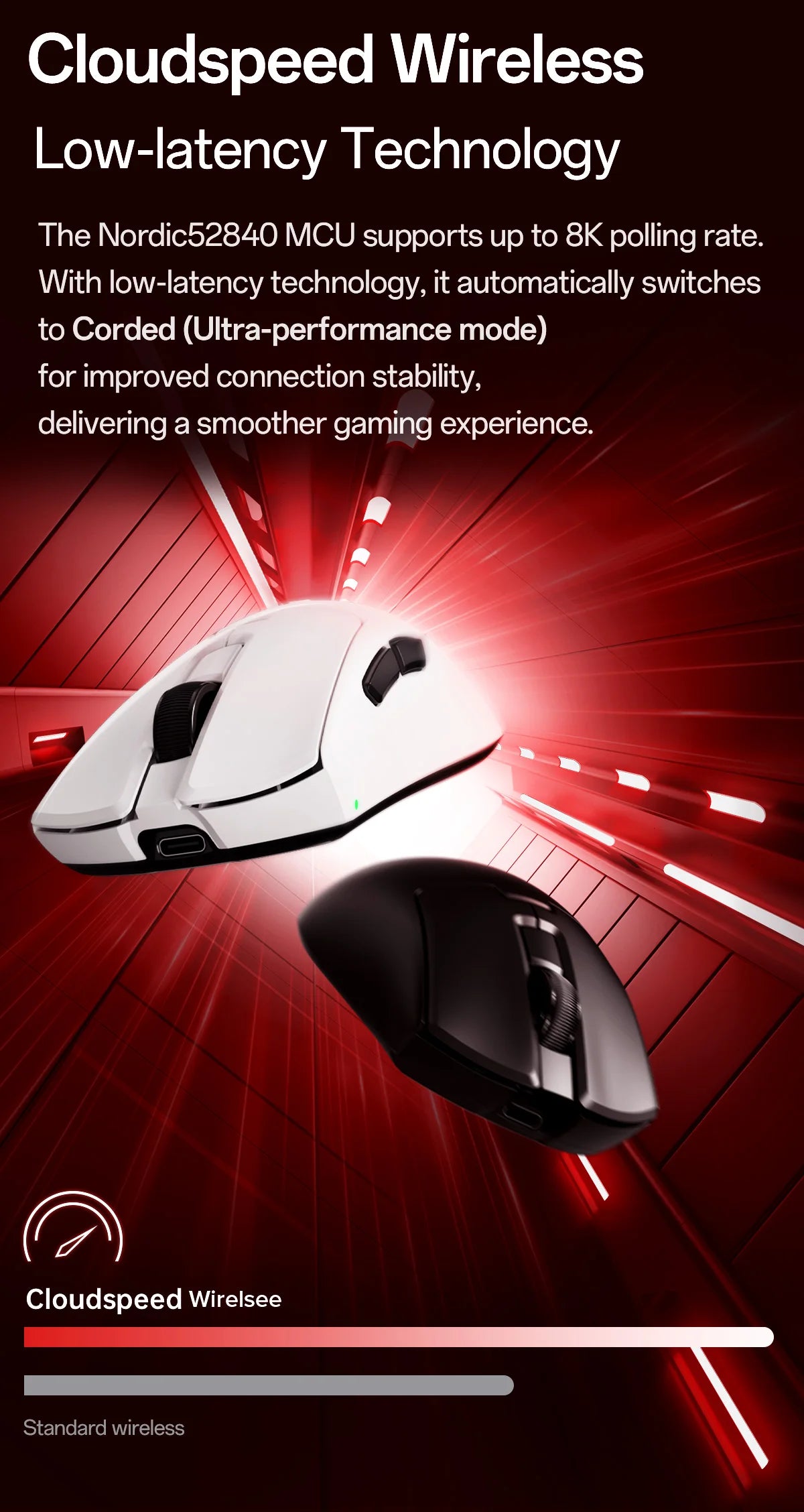 Delux M900PRO Ultra-light Version Wireless Gaming Mouse Ergonomic 1K/8K Polling Rate 50g PAW3395 for Right Big Hand PC Laptop