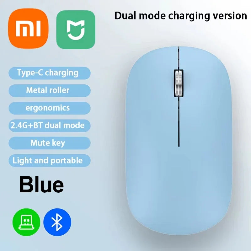 Xiaomi Wireless Mouse Bluetooth Silent 2.4G Dual-mode Type-C Charging Ergonomic Morandi Portable Laptop Office Gaming Mouse
