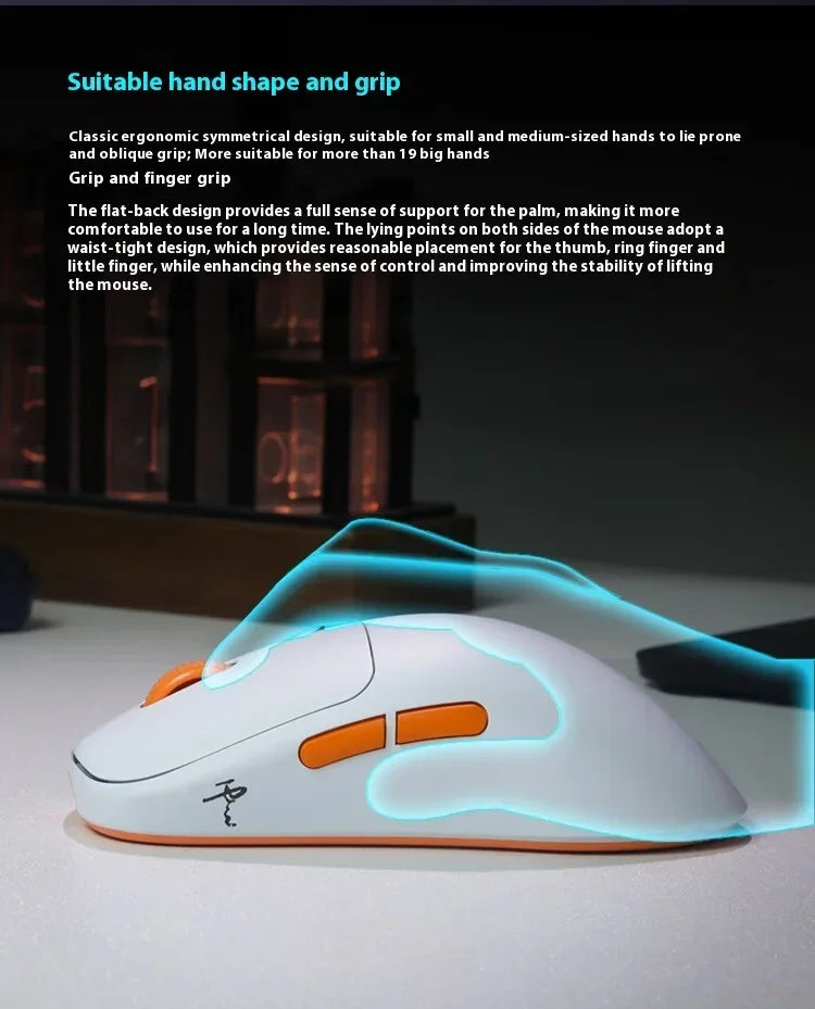 WAIZOWL OGM Cloud Gaming Mouse  Paw3395 Sensor Wireless Bluetooth Wired 3-mode Lightweight Mouse PC Gifts for Office  Gaming