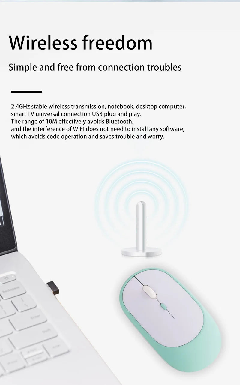 Xiaomi Bluetooth Wireless Mouse USB Rechargeable Ergonomics 2.4G Type-C Mice Adjustable DPI Silent Morandi Portable Office Mouse