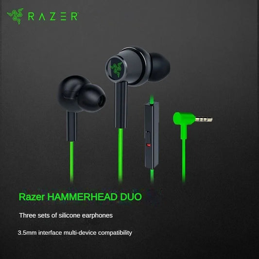 Razer HAMMERHEAD DUO Dual-core In-ear Gaming Earphones Stereo Music Sports Headset 3.5mm Wired Earbuds with Microphone Headphone