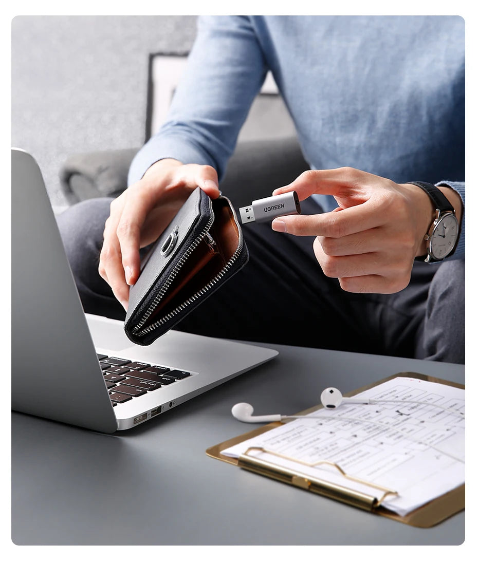 UGREEN USB Sound Card Audio Interface USB Sound Card for Laptop PC PS4 Earphone Microphone Audio Card USB External Sound Card