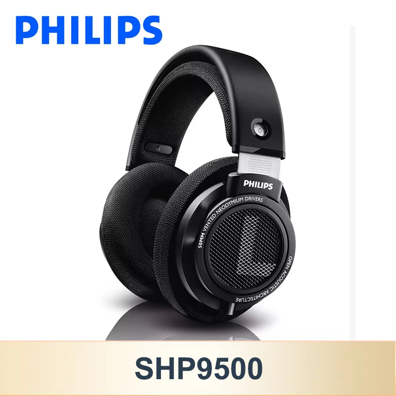 Philips SHP9500 HiFi Precision Stereo Headphones for Music Mobile Computer Gaming Open HD Mic Call Wired Headset Original 100%