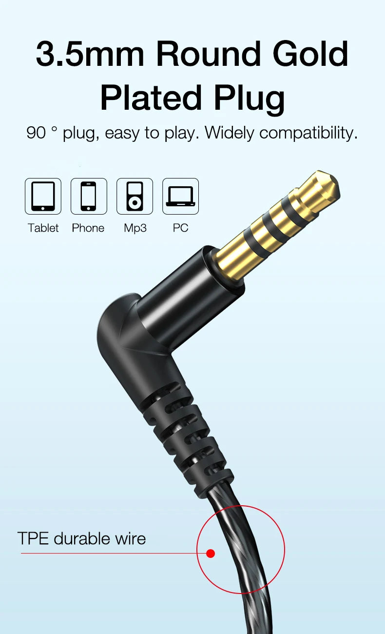 EARDECO Auriculares 3.5mm Wired Headphones Bass Wired Earphone Headphone Stereo Sport Headphone Headset with Mic Earphone Wire