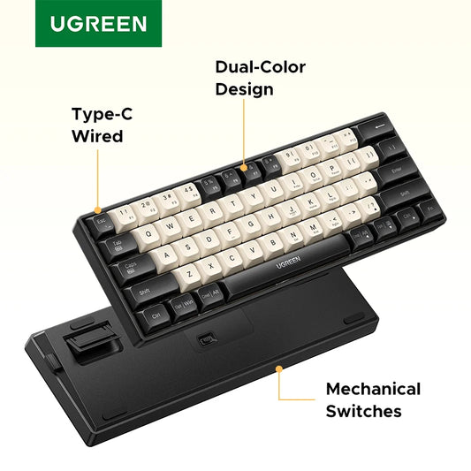 UGREEN Mechanical Keyboard 61 PBT Keycaps Wired Keyboard Russian/EN for Desktop Laptop Windows Mac OS Gaming