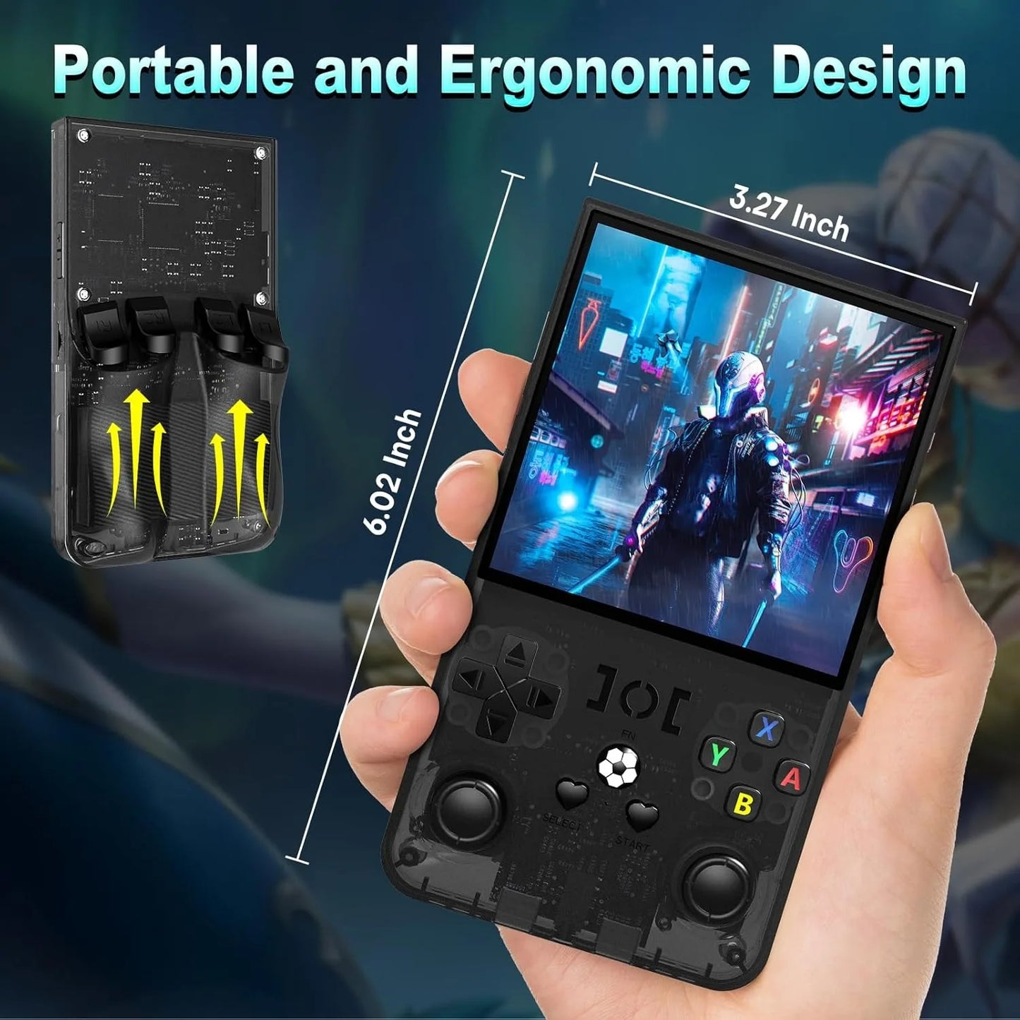 WDYQJE Gaming Console Handheld R36MAX Retro Handheld Game Console Linux System 4'' IPS Screen R36 Portable Pocket Video Player