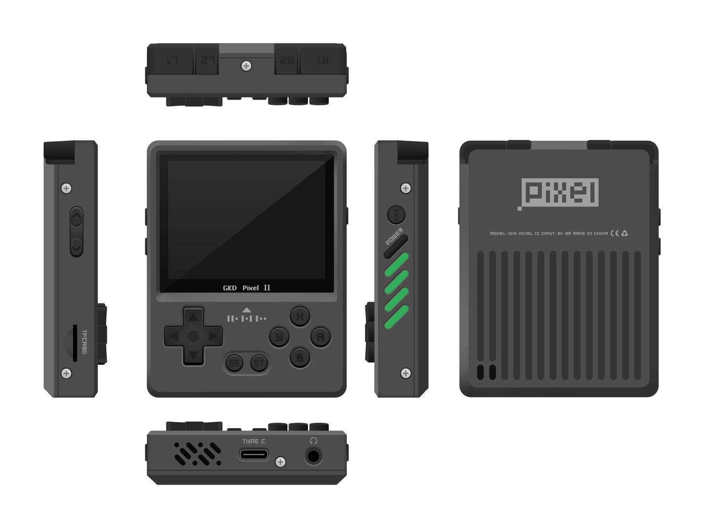 GKD Pixel2 Retro Handheld Game Console Portable Game Console 640x480Ips Rk3326s Metal CNC Body 2.4" IPS Screen Man Birthday Gift
