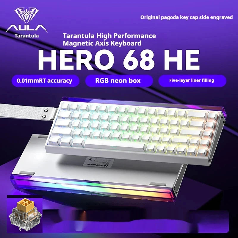 New AULA HERO 68HE/ULTRA INSTOCK Magnetic Switch Gaming Keyboard&Mouse E-sport Custom Mechanical Wired Keyboard Accessories