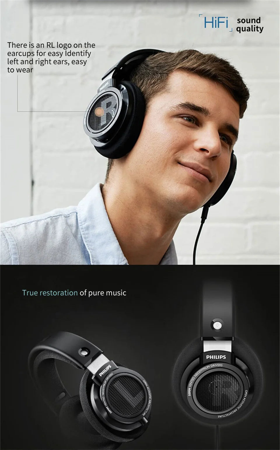 Philips SHP9500 HiFi Precision Stereo Headphones for Music Mobile Computer Gaming Open HD Mic Call Wired Headset Original 100%