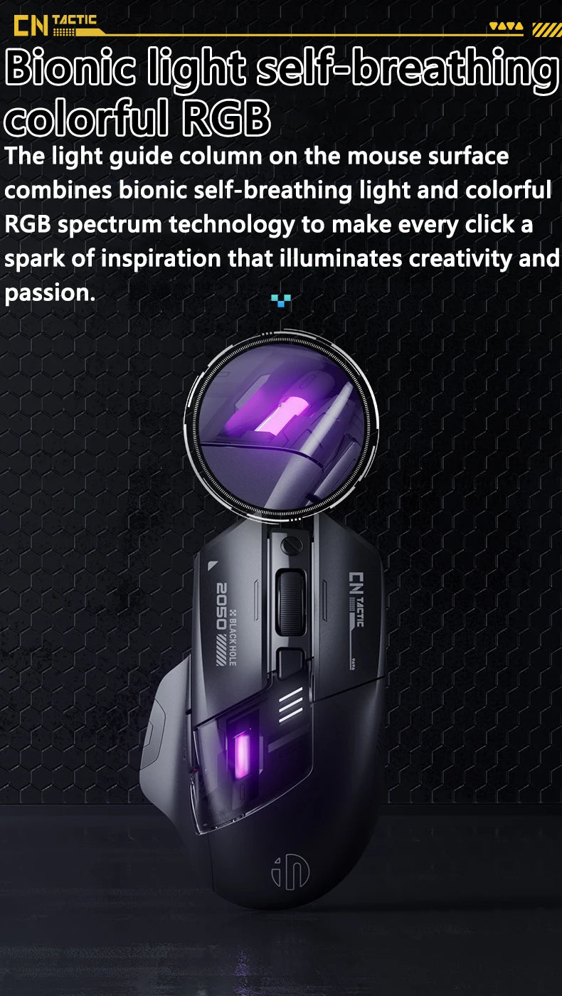 Inphic A9 Explorer Wireless Gaming Mouse 500mA Battery Level Display Ergonomic Rechargeable Silent Bluetooth Office Mouse