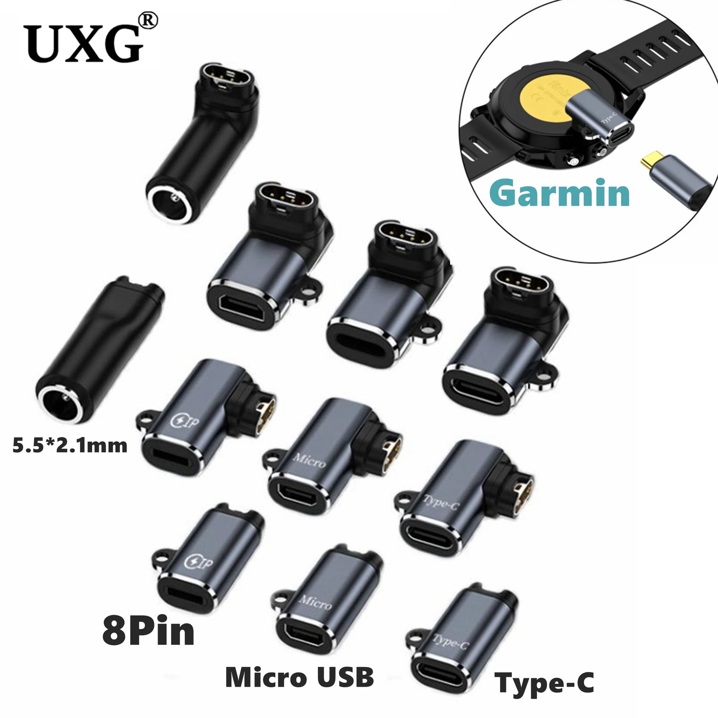 Type C/Micro USB/iOS Charging Portable Adapter For Garmin Fenix 7 7S 7X 6 6S 6X 5 5S 5X Venu 2 2S Smart Watch Charger Converter