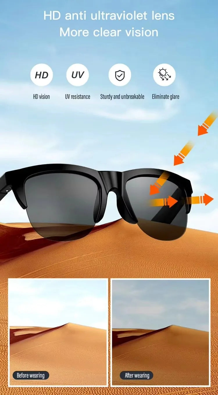 Xiaomi Bluetooth Glasses Earphones 2025 New Edition, Glasses with Earphone Function Smart Touch Waterproof Microphone Earphones